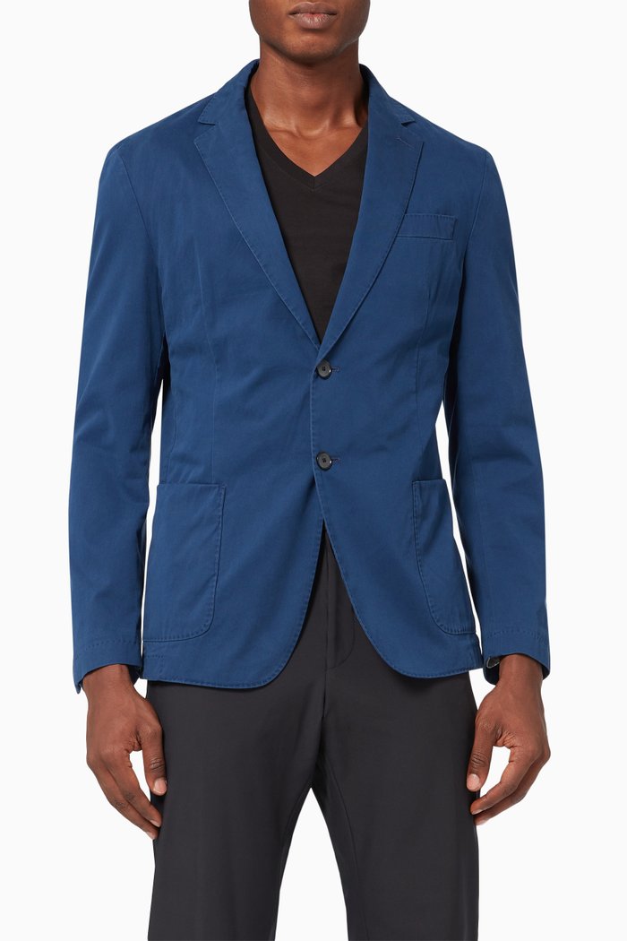 

C-Hanry Slim Fit Jacket in Stretch Cotton, Blue
