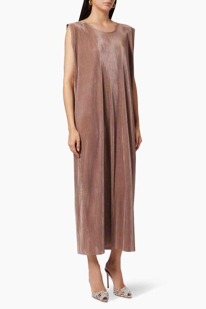 

Pleated Sleeveless Dress, Rose gold