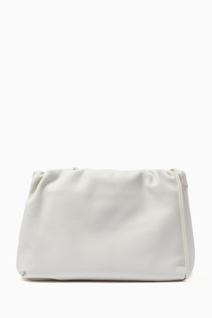

Large Bourse Clutch in Grainy Calfskin, White