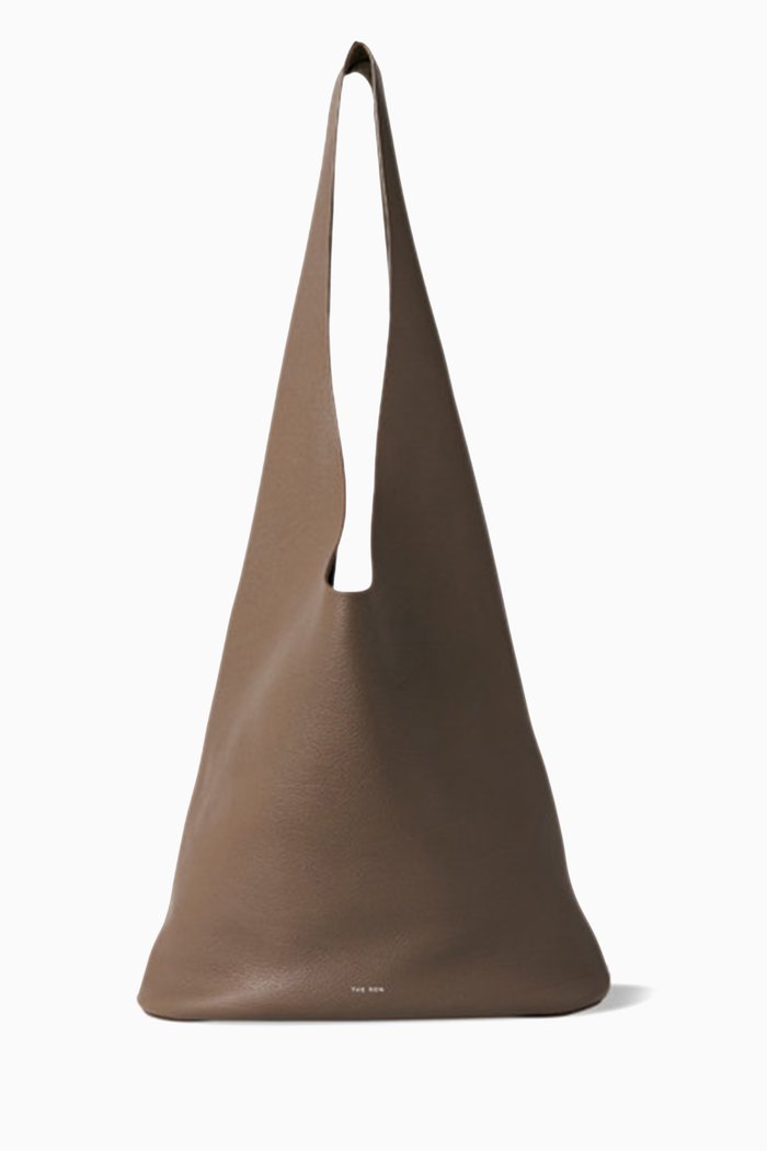 

Medium Bindle Three Tote Bag in Calfskin, Neutral