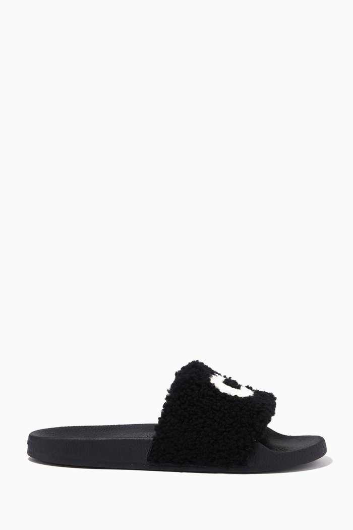 

Ulla Slides in Logo Shearling, Black
