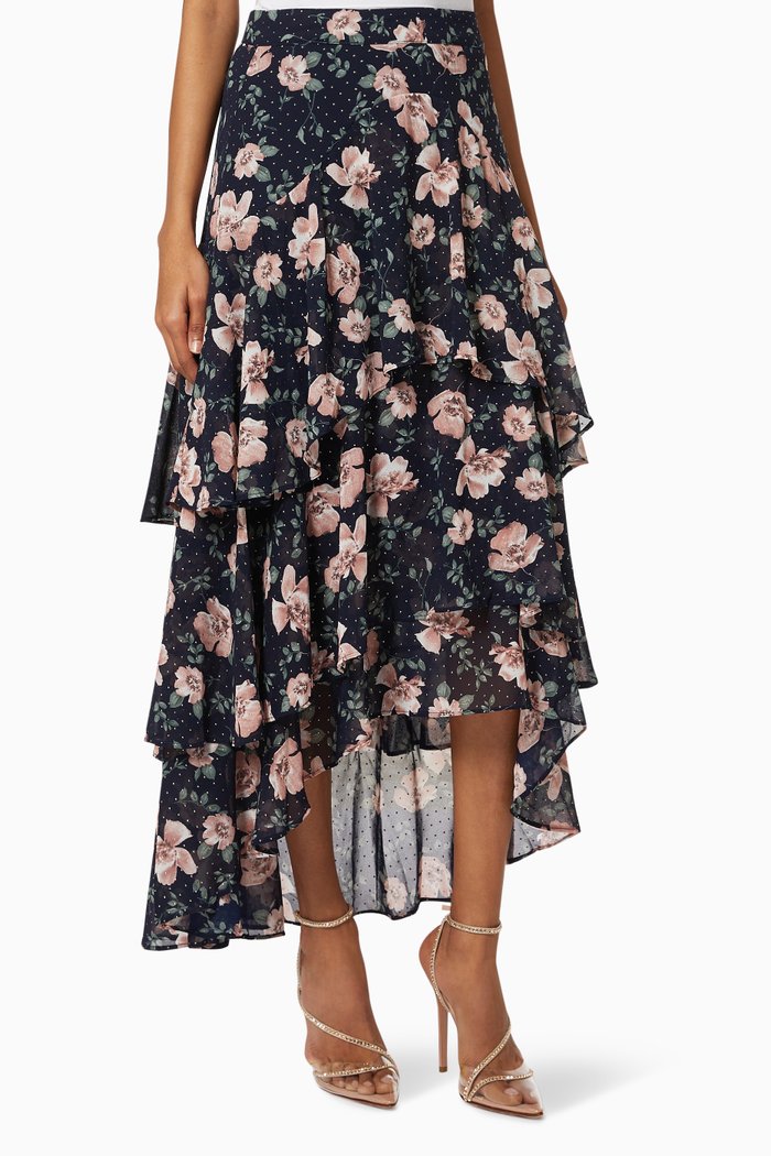 

Charlotte Flounce Floral Skirt, Blue