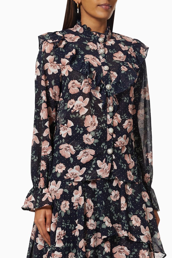 

Charlotte Flounce Floral Shirt, Blue