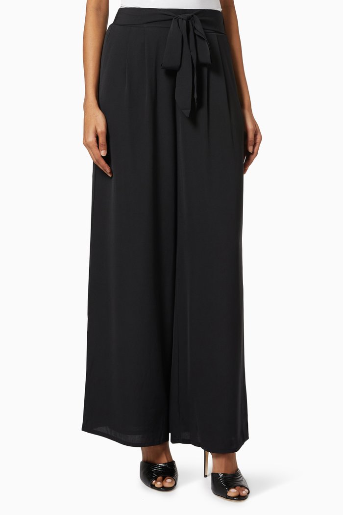 

Flared Palazzo Pants in Crepe, Black