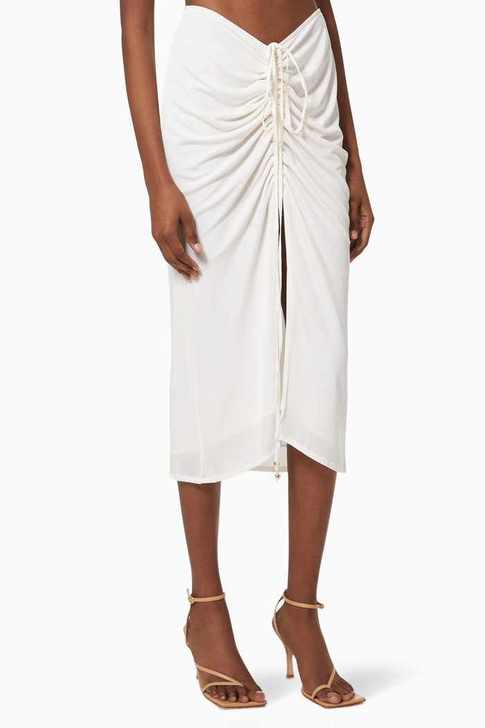 

Liz Ruched Midi Skirt, Neutral