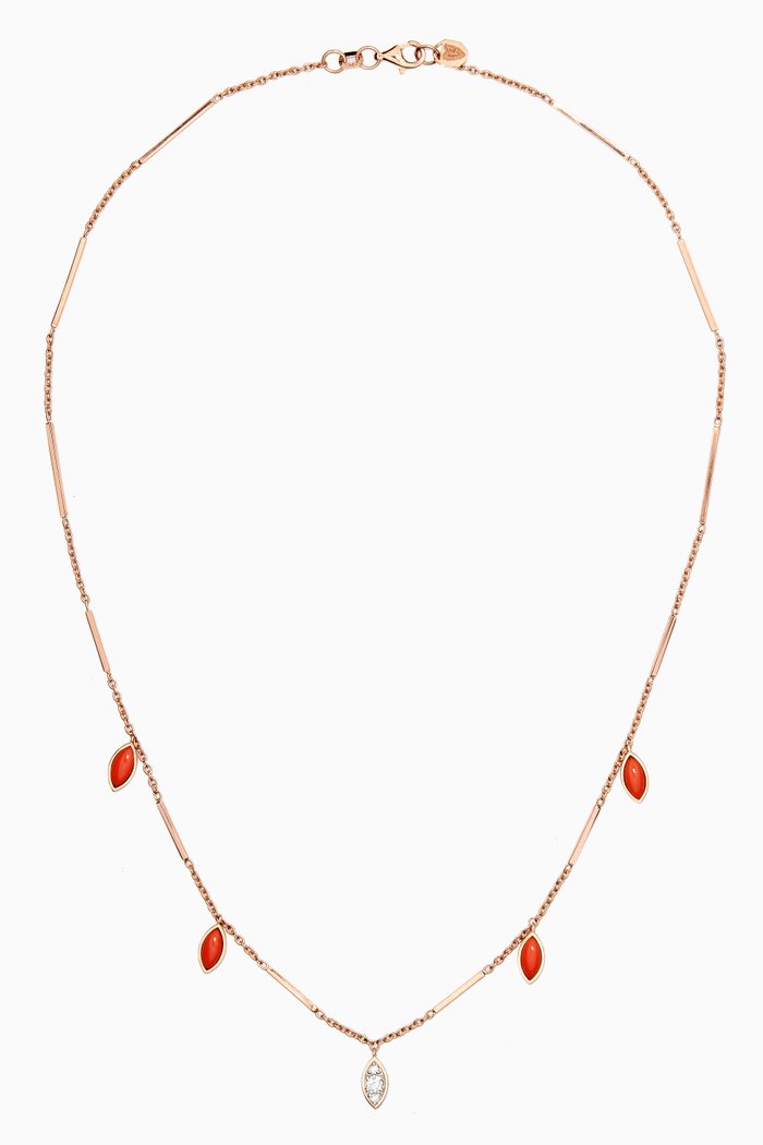 

Mirror Coral & Diamond Necklace in 14kt Rose Gold, Red