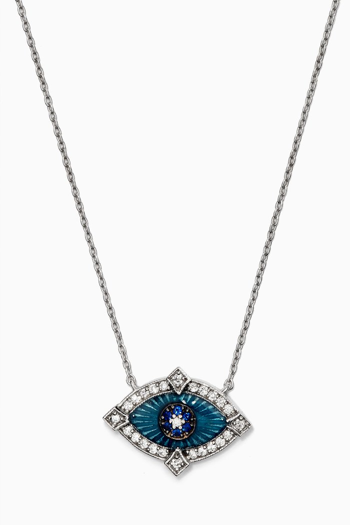 

Guardian Diamond & Sapphire Necklace in 14kt White Gold, Silver