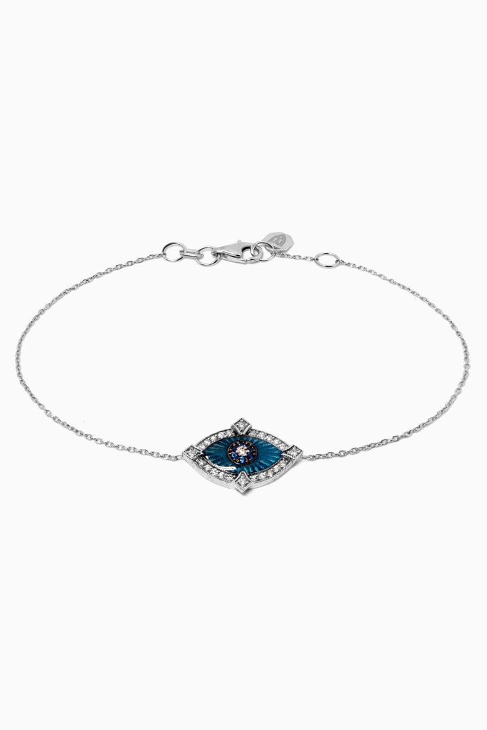 

Guardian Diamond & Sapphire Bracelet in 14kt White Gold, Silver