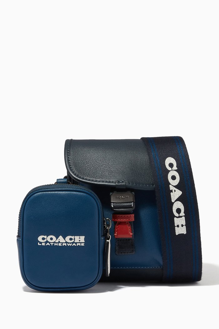 

Charter North/South Crossbody Bag with Hybrid Pouch in Colour-block Leather, Blue
