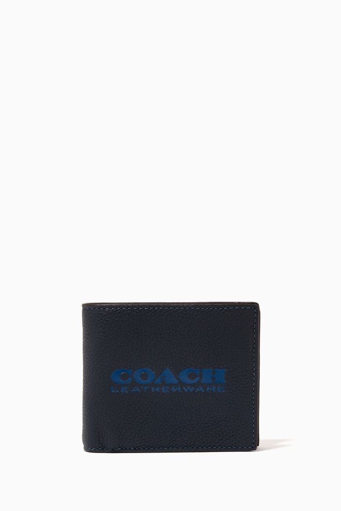 

3-In-1 Wallet in Polished Pebble Leather, Blue