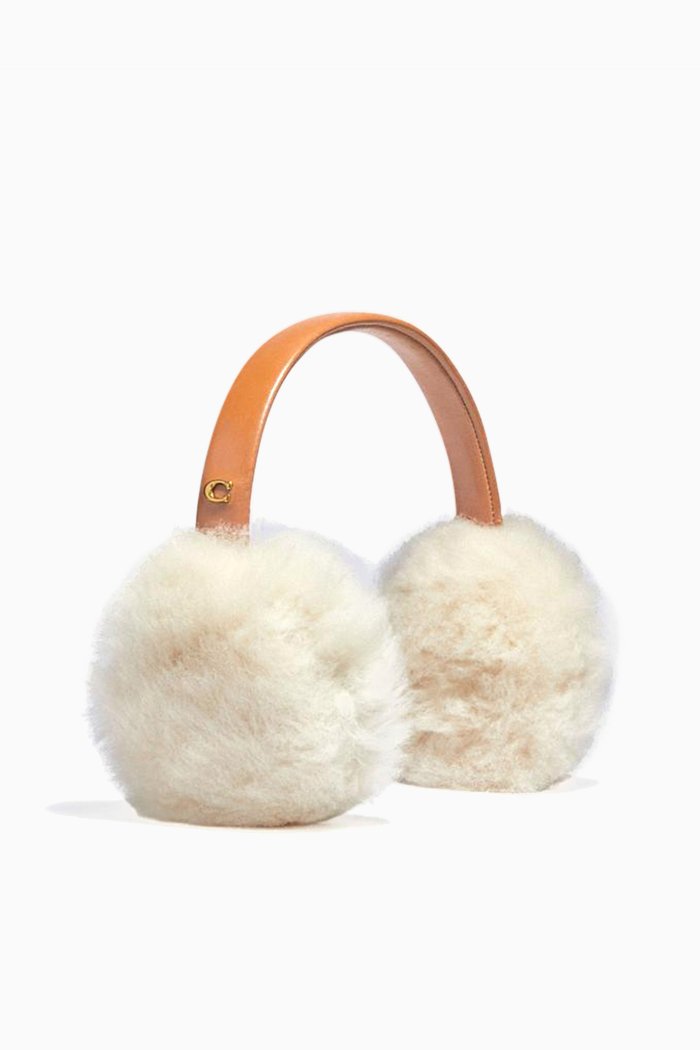 Earmuffs in Shearling & Leather, Brown