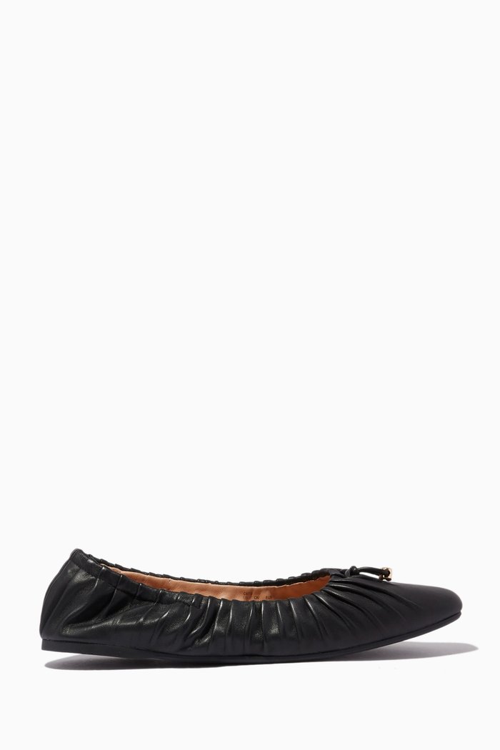 

Eleanor Ballet Flats in Leather, Black