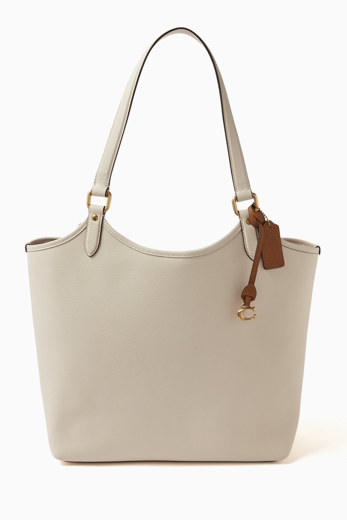 

Day Tote Bag in Pebbled Leather, White