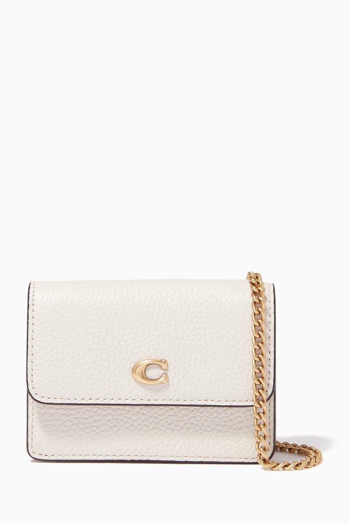 

Flap Card Case in Leather, White