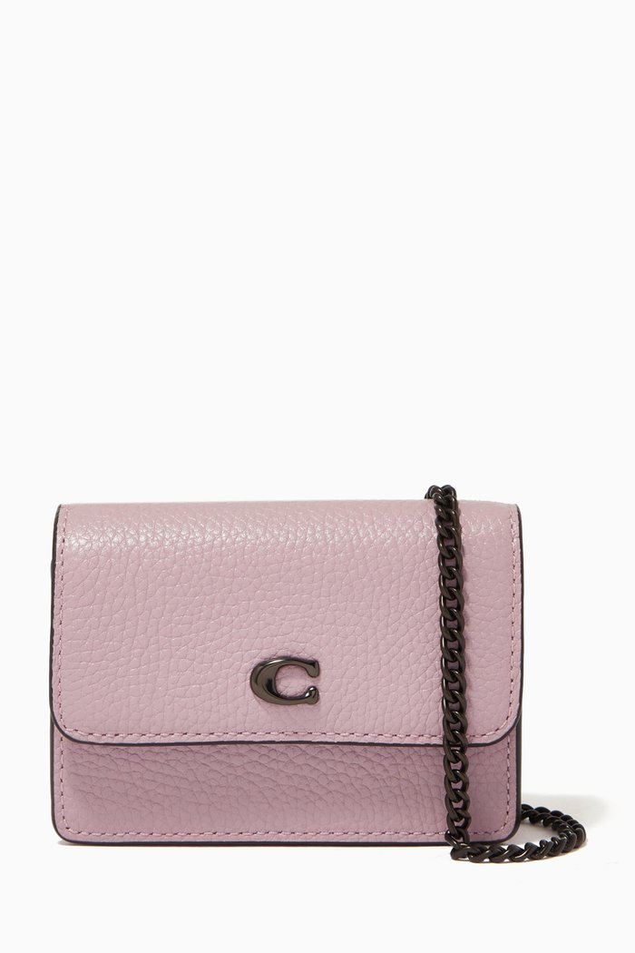 Flap Card Case in Leather, Blue