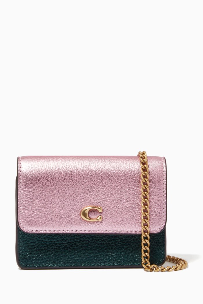 

Flap Card Case in Metallic Leather, Multicolor