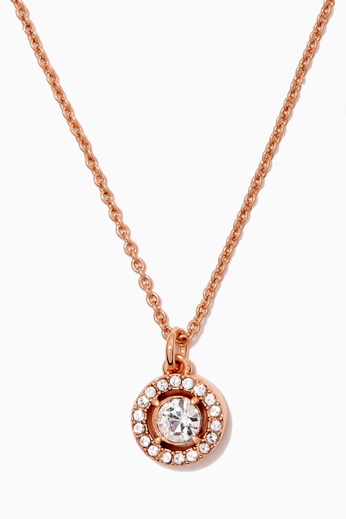 Halo Pave Stud Necklace, Pink
