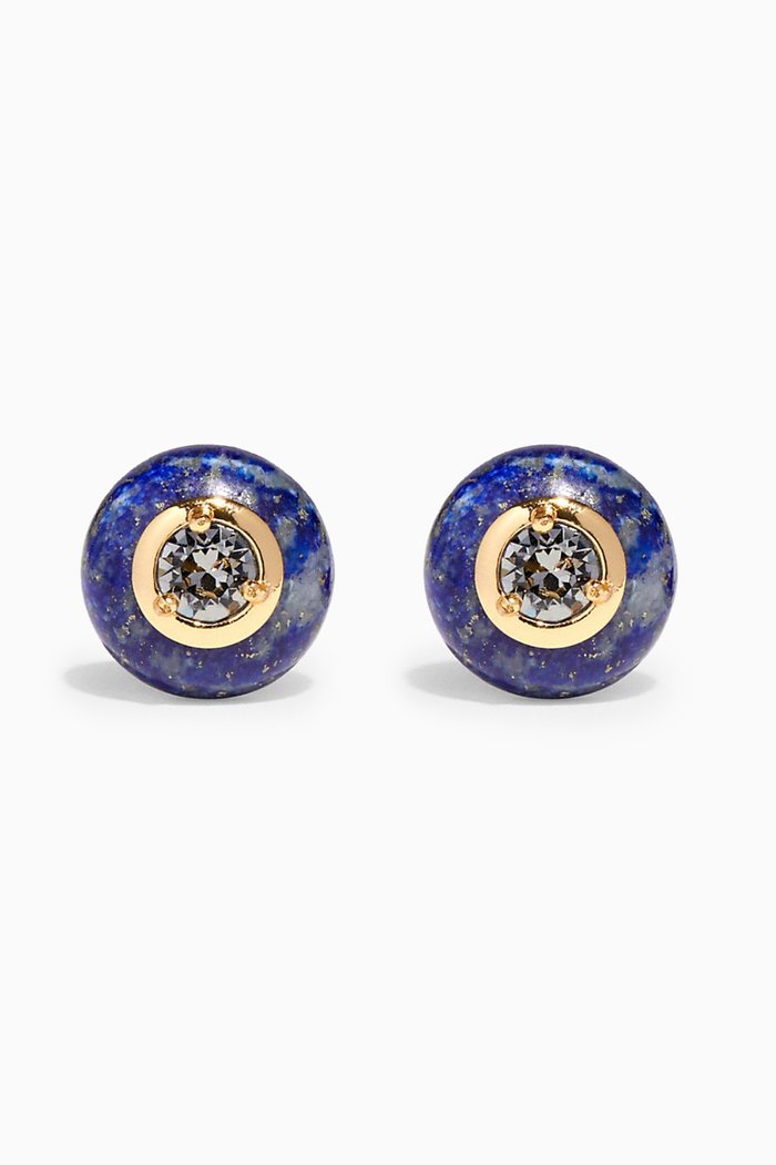 

Semiprecious Crystal Cushion Earrings, Gold