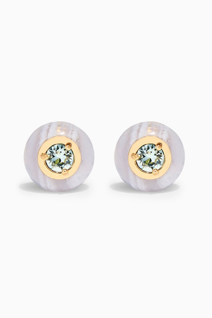 

Semiprecious Crystal Cushion Earrings, Gold