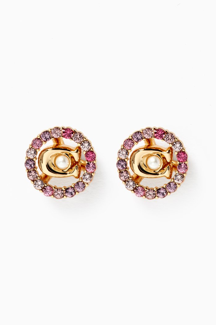 

Signature Crystal Stud Earrings, Gold