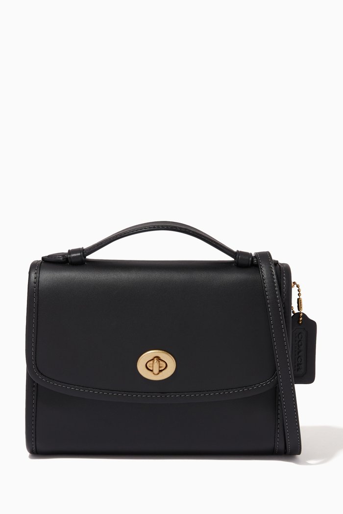 

Kip Turnlock Crossbody Bag in Leather, Black