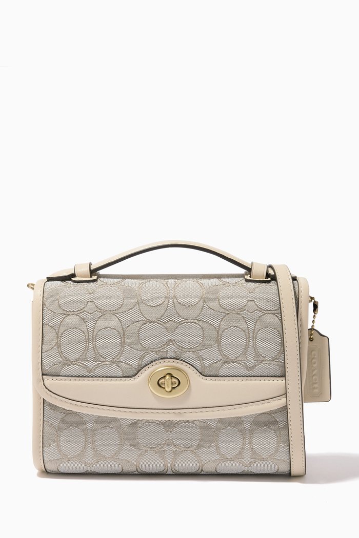 

Kip Turnlock Cross Body Bag in Signature Jacquard, White