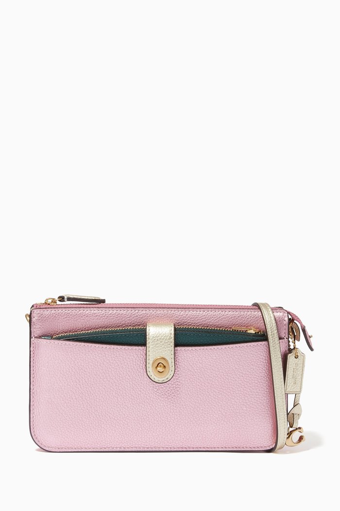

Noa Pop-up Messenger Bag in Metallic Leather, Multicolor