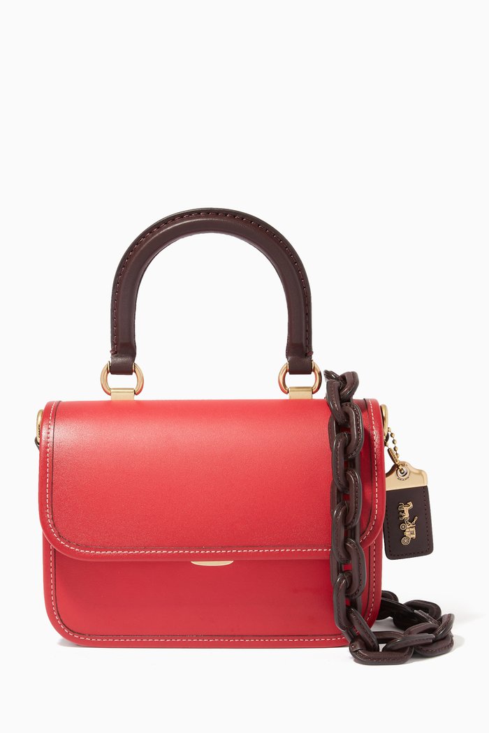 

Rogue Top Handle Bag in Colourblock Leather, Red