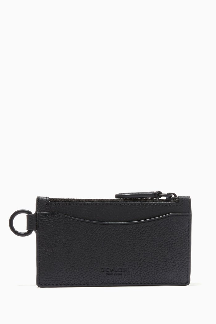 

Zip Card Case in Pebble Leather, Black