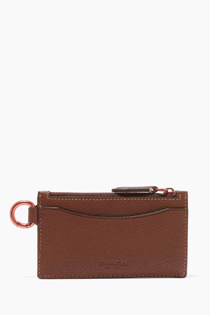 

Zip Card Case in Pebble Leather, Brown