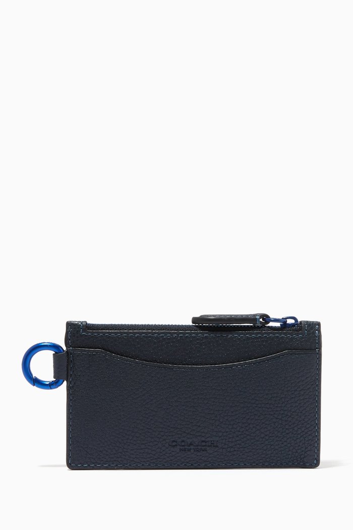 

Zip Card Case in Pebble Leather, Blue