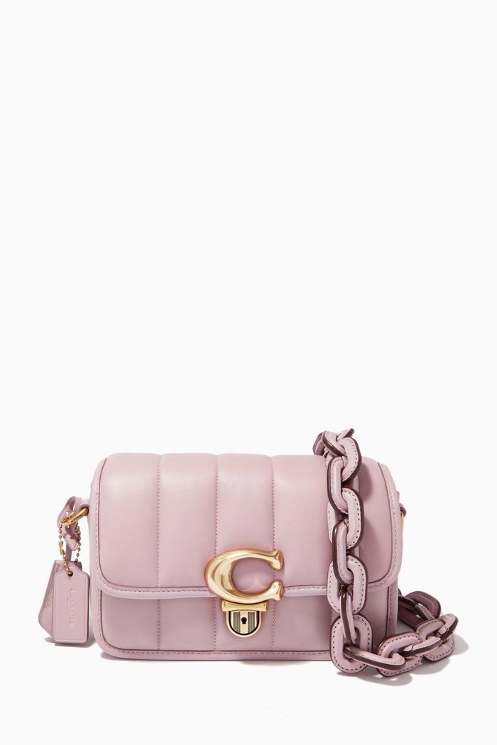 

Studio Shoulder Bag 19 in Quilted Nappa Leather, Blue