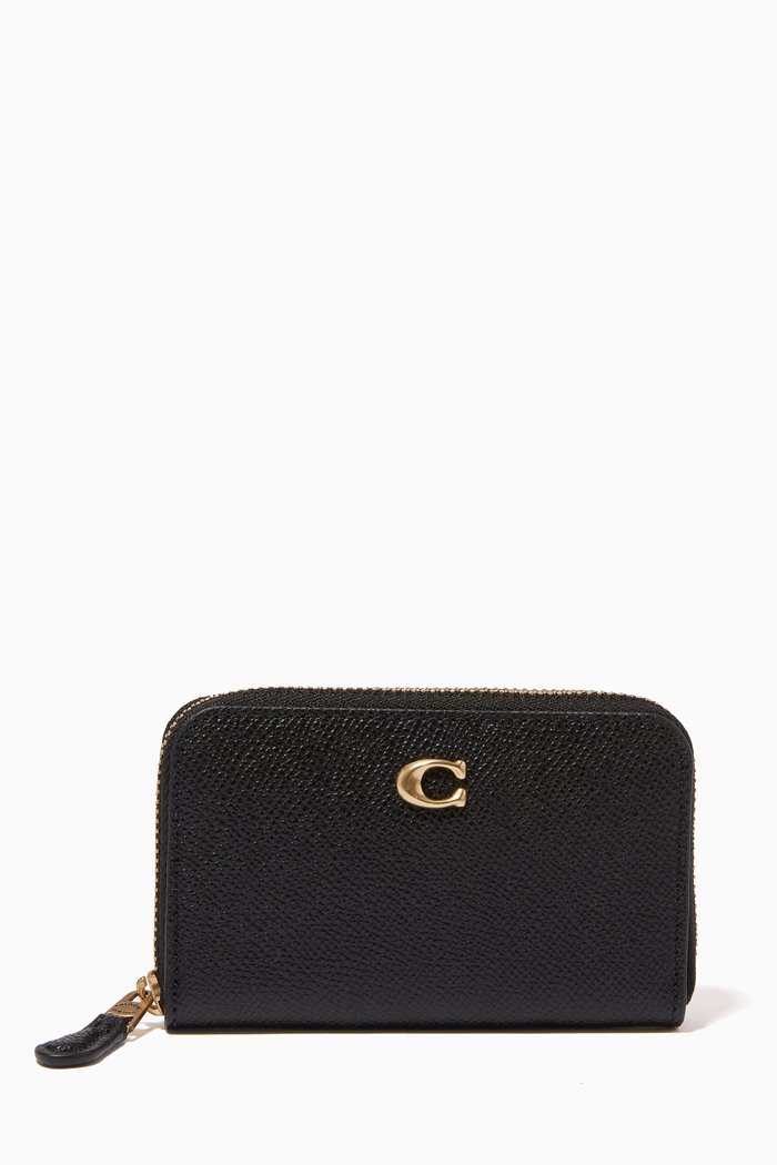

Small Zip Card Case in Leather, Black