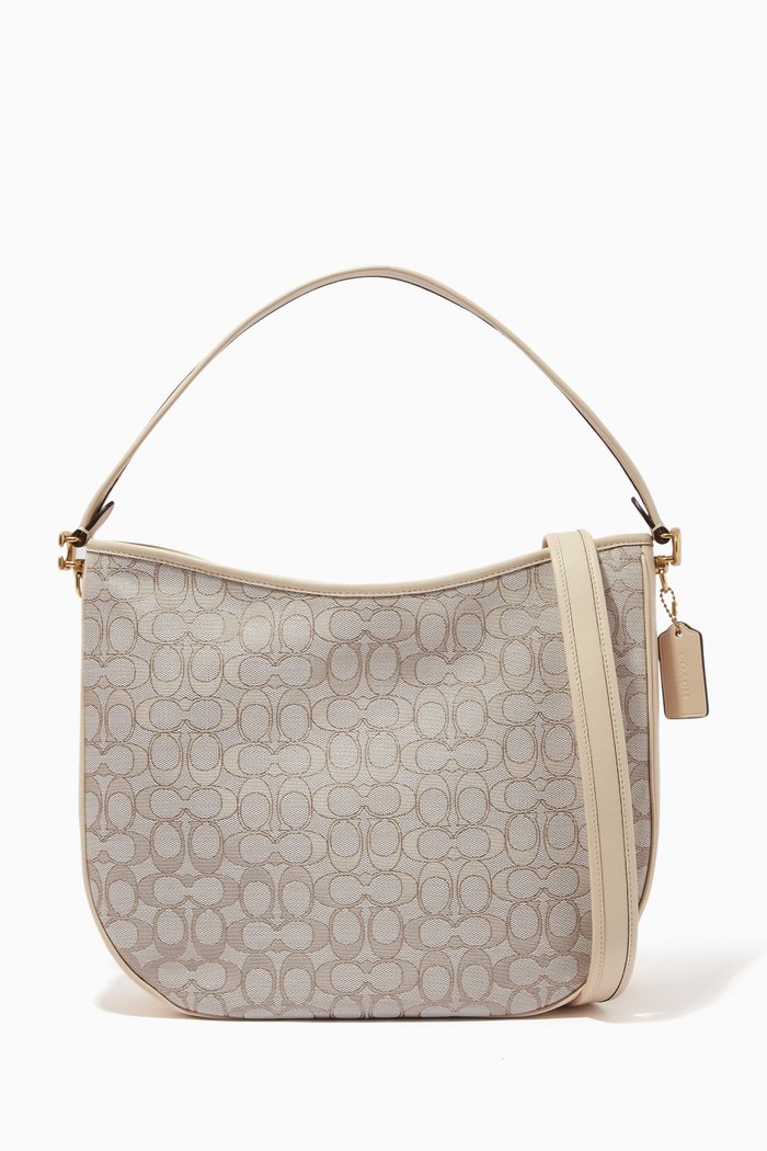 

Soft Tabby Hobo in Signature Jacquard, White