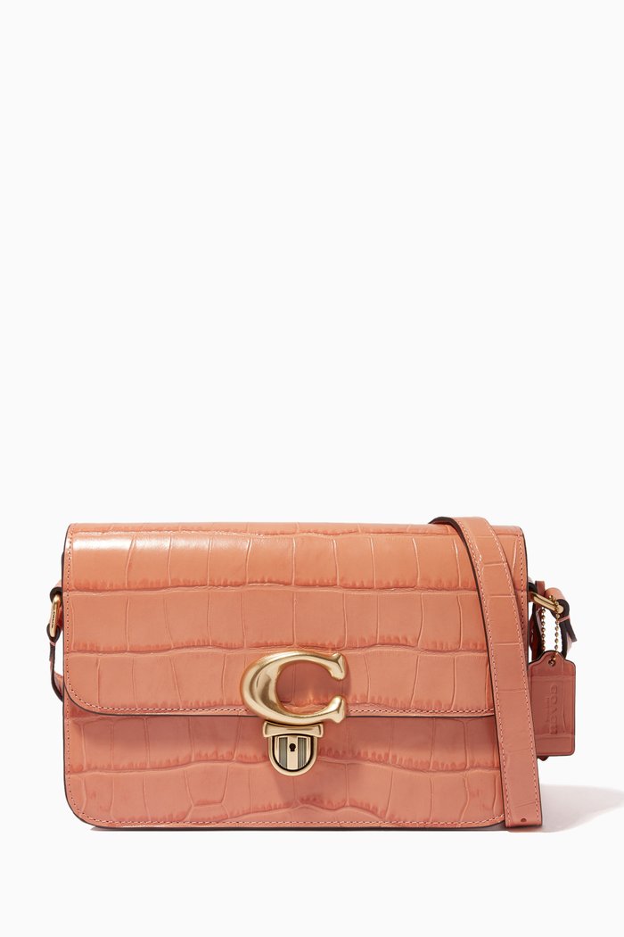 

Studio Shoulder Bag in Croc-embossed Leather, Neutral