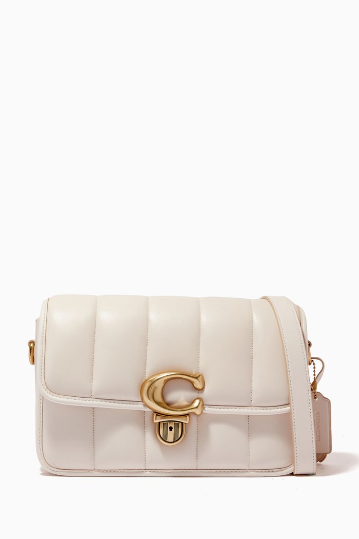 

Studio Shoulder Bag in Quilted Leather, White