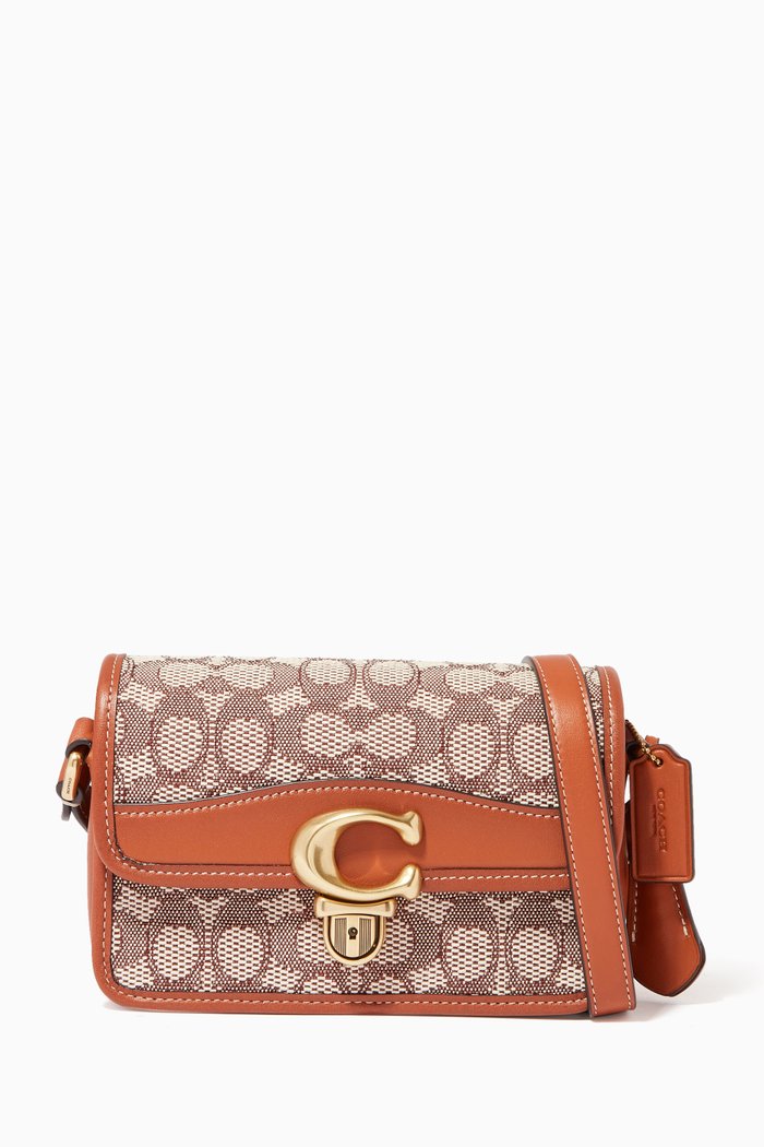Studio Shoulder Bag 19 in Signature Jacquard, Brown