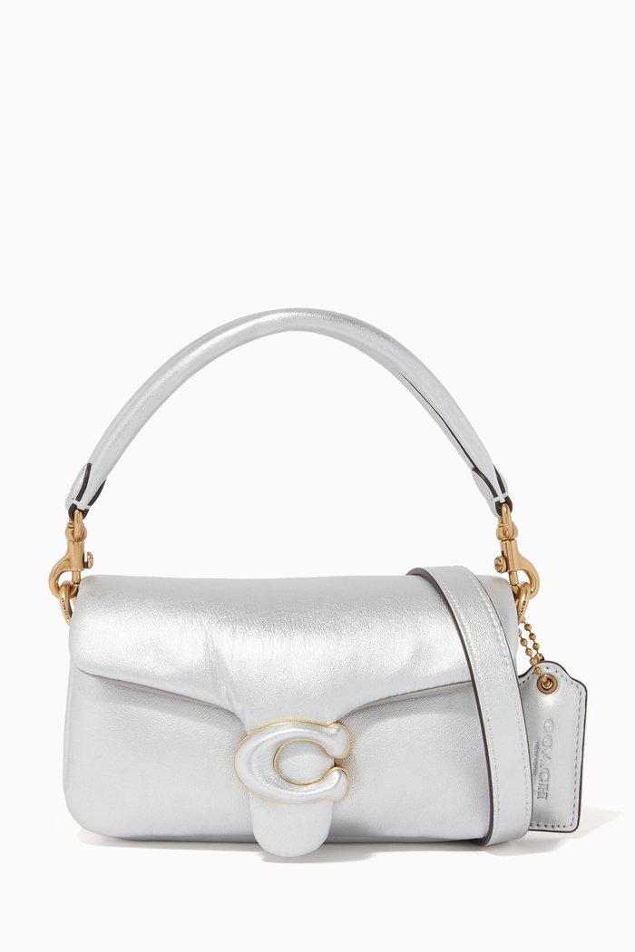 

Pillow Tabby Shoulder Bag 18 in Metallic Nappa, Silver