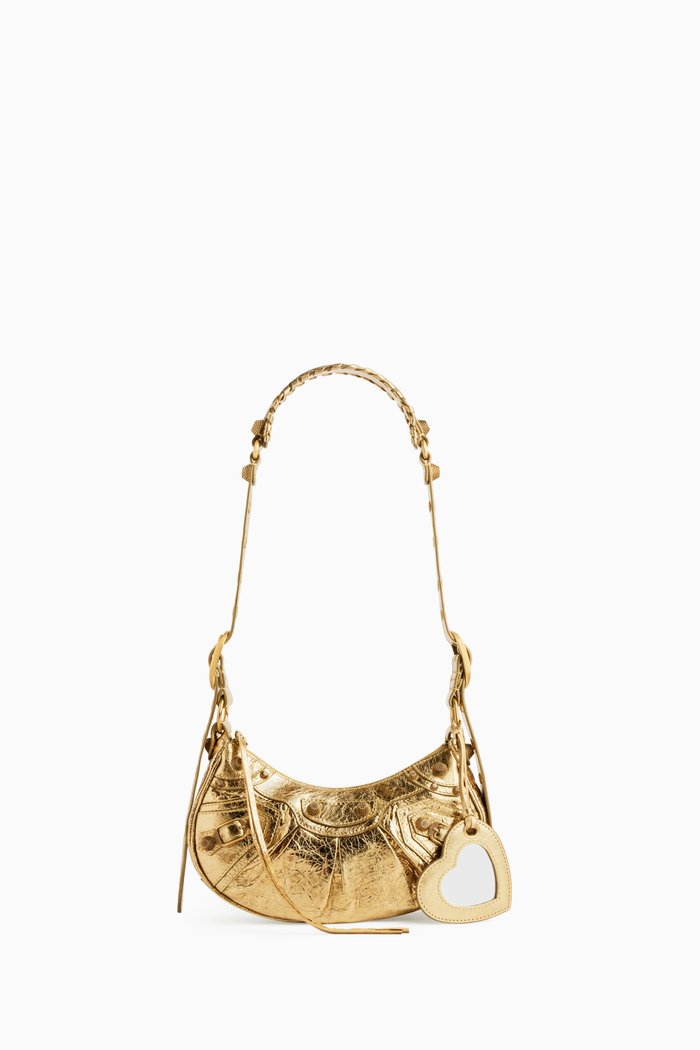 

XS Le Cagole Shoulder Bag in Metallic Arena Lambskin, Gold