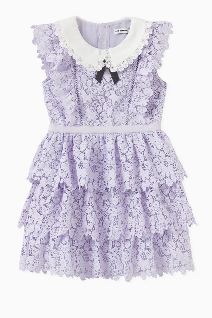 

Floral Guipure Lace Collar Dress, Purple