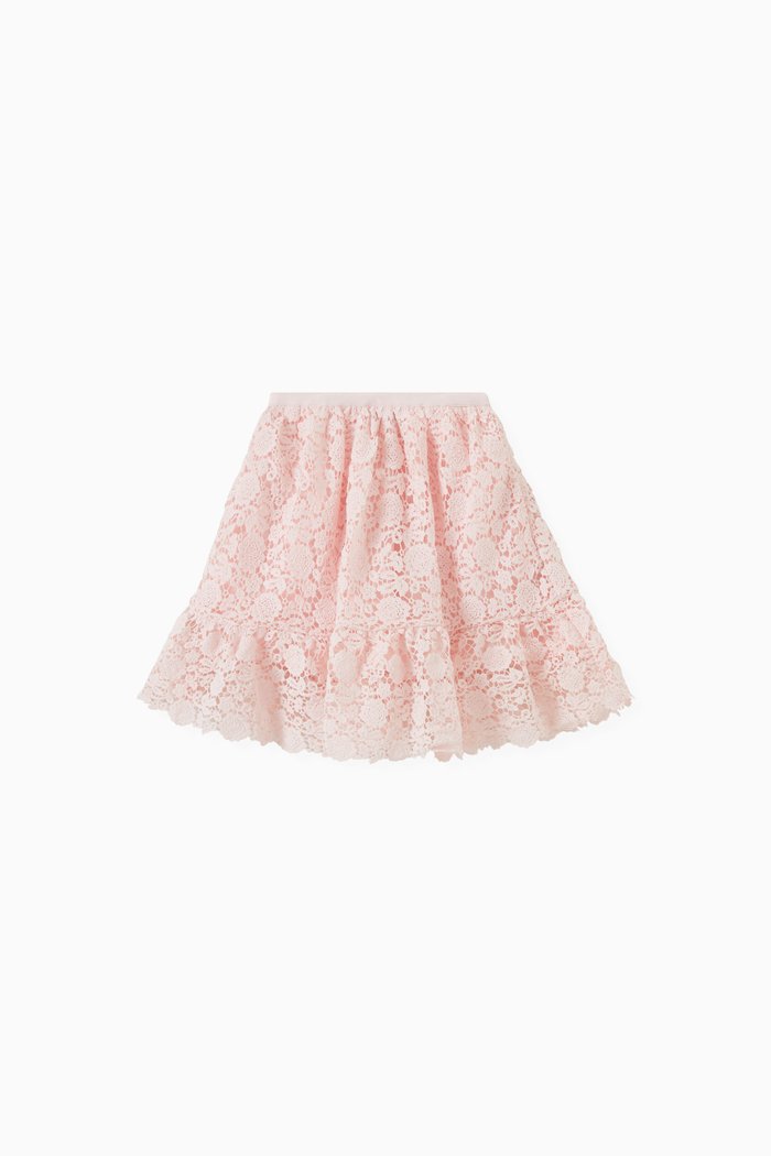 

Floral Guipure Lace Skirt, Pink