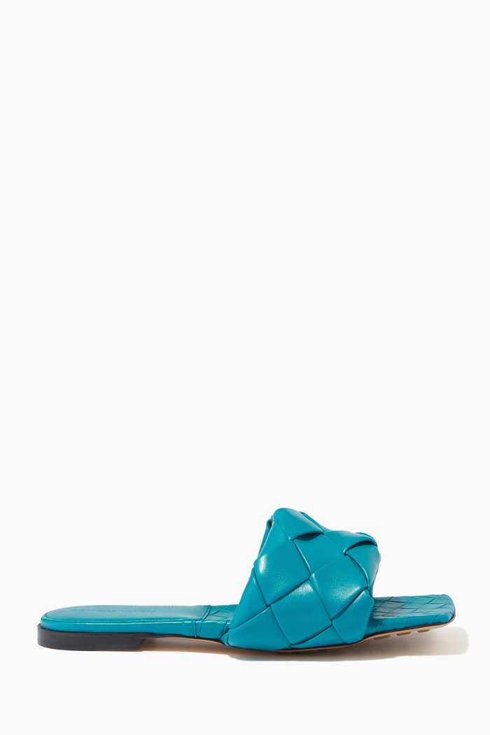 

Lido Flat Sandals in Intrecciato Nappa, Blue