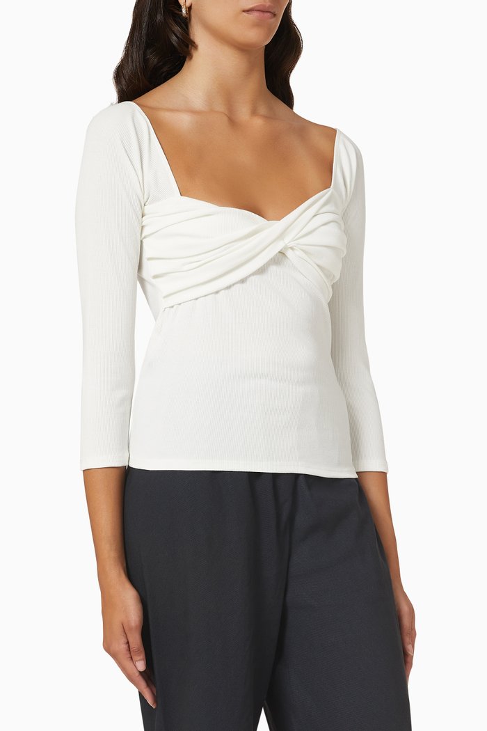 

Stevie Crop Top in Rib Knit, White
