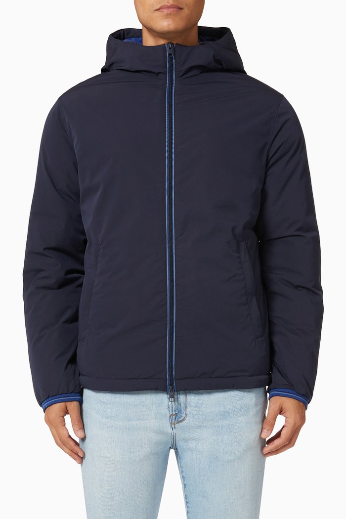 

Hooded Jacket in Nylon, Blue