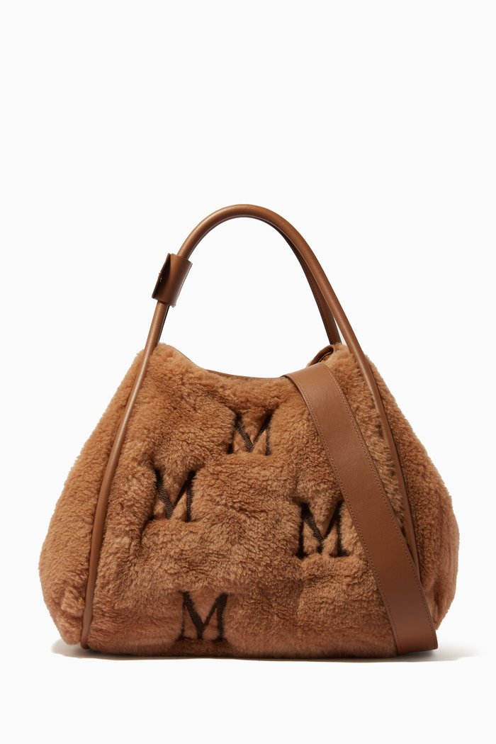

Teddy Tote Bag in Wool & Silk, Brown