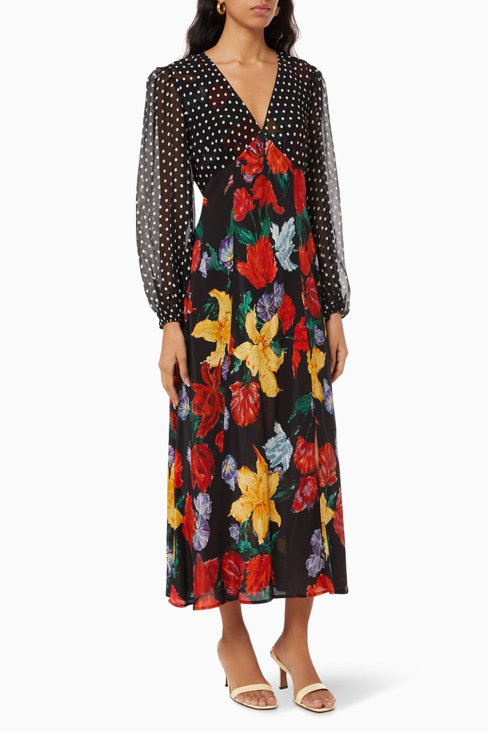 

Melanie Midi Dress in Silk, Multicolour