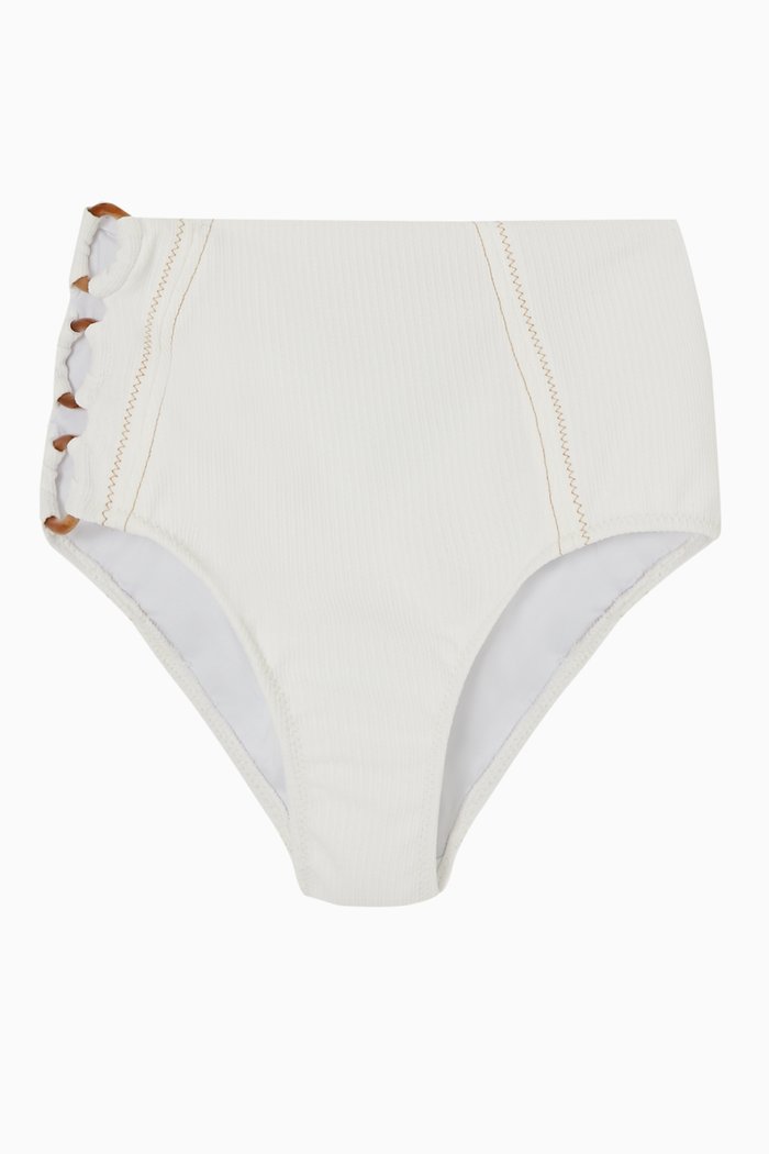 

Kaia Ring Side High Waist Bikini Bottoms, White