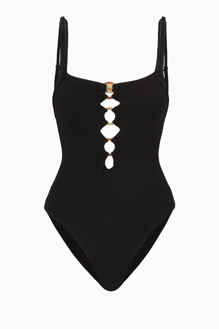 

Kaia Triple-ring Front Swimsuit, Black