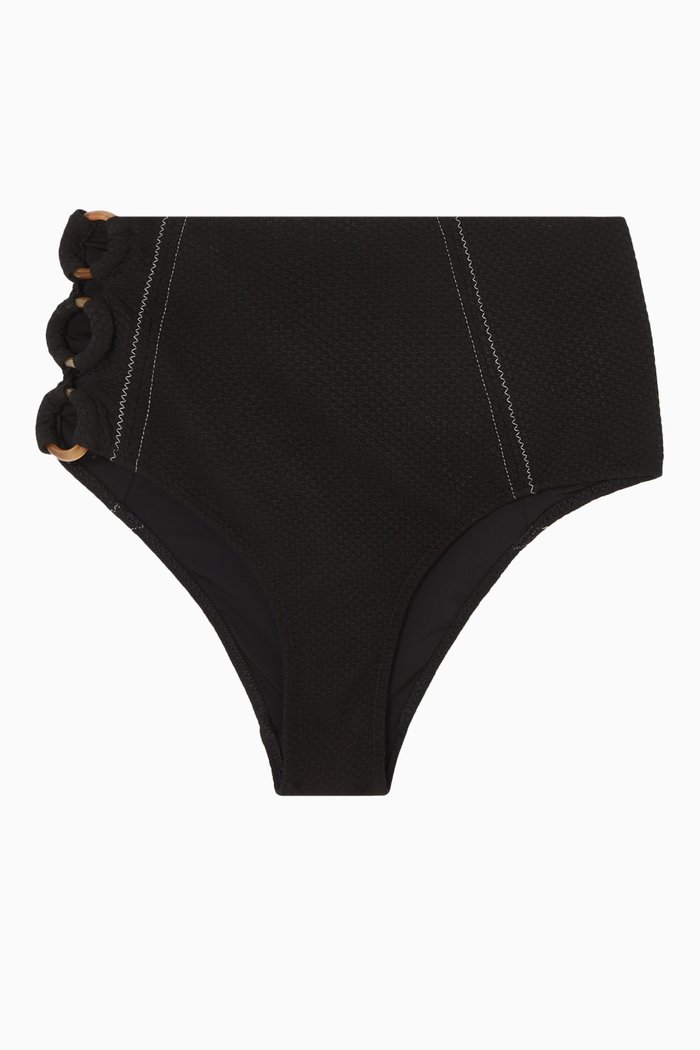 

Kaia Ring Side High Waist Bikini Bottoms, Black