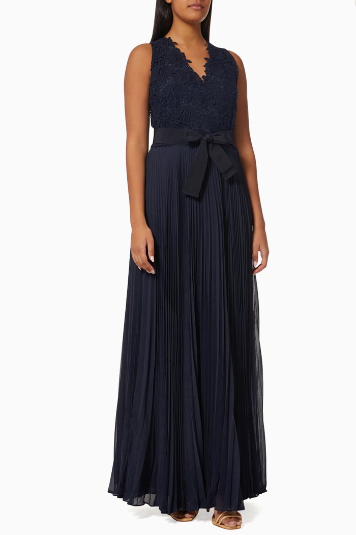

Caduca Dress in Lace & Chiffon, Blue